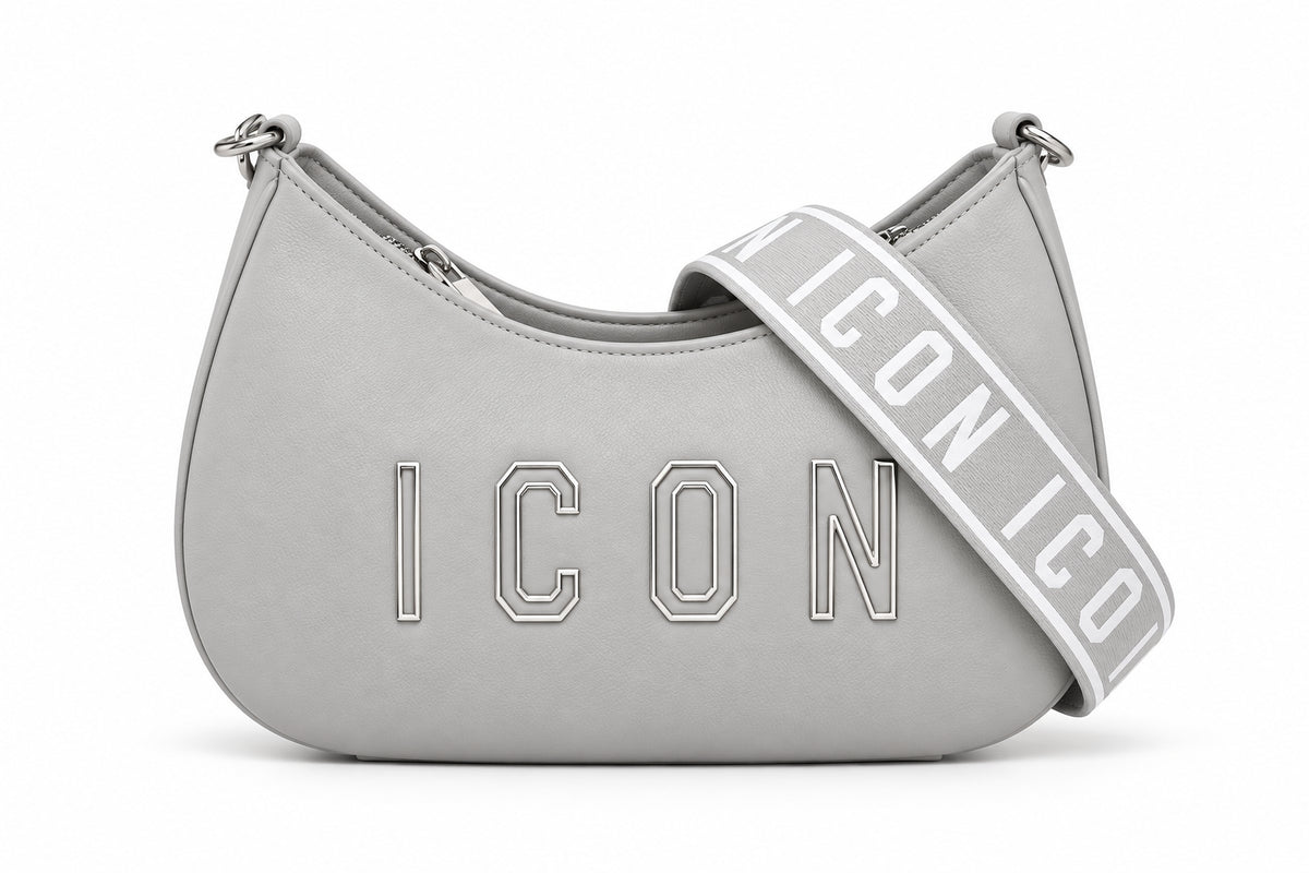 Borsa a spalla con tracolla logata e logo a contorno