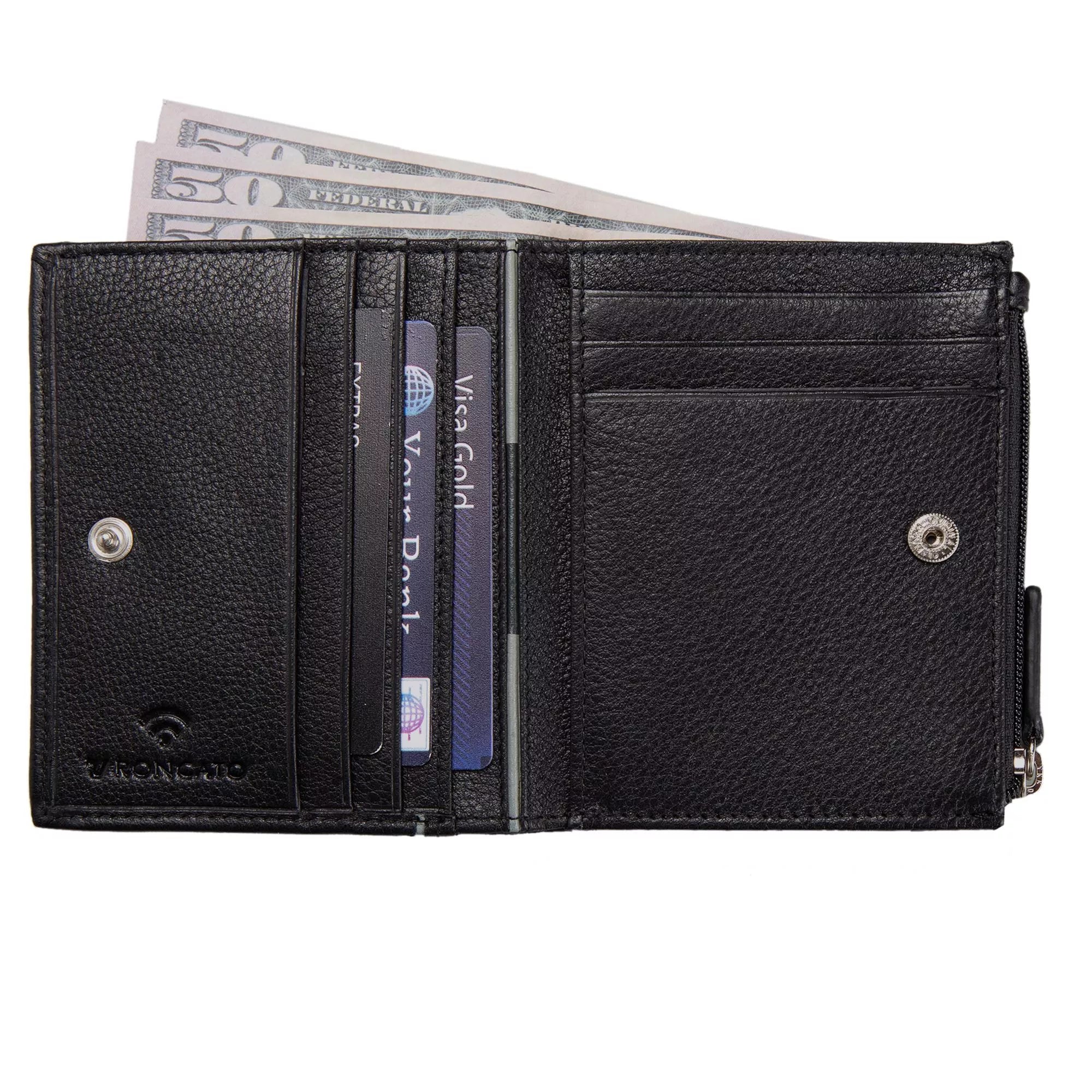 Portafoglio Roncato uomo in pelle con chiusura zip e portacarte