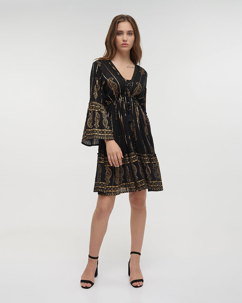 Ble Resort Collection Abito Corto a Maniche Lunghe con Lurex