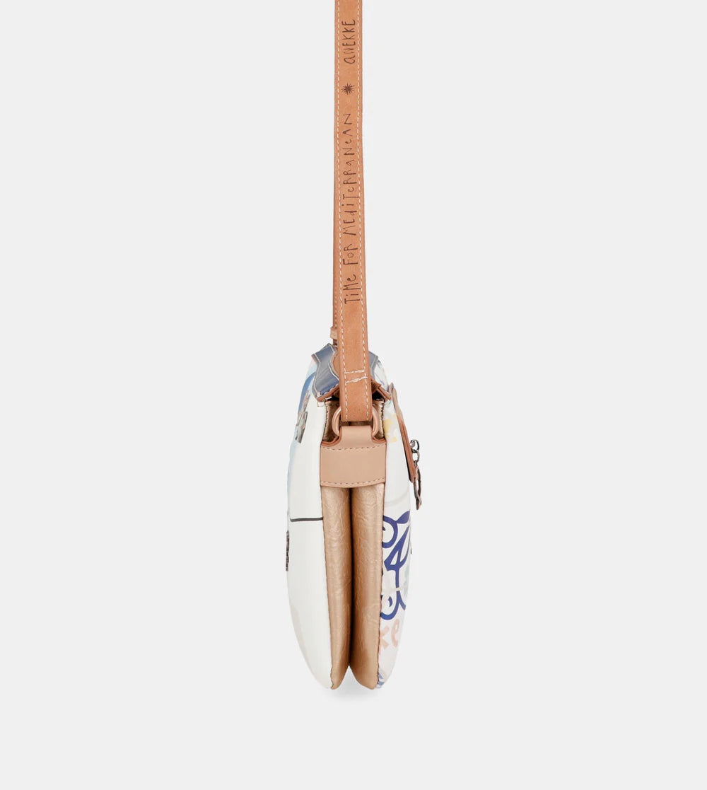 Borsa a tracolla Anekke Sunrise con tre scomparti e stampa mediterranea Bianco TU | Giò Fashion