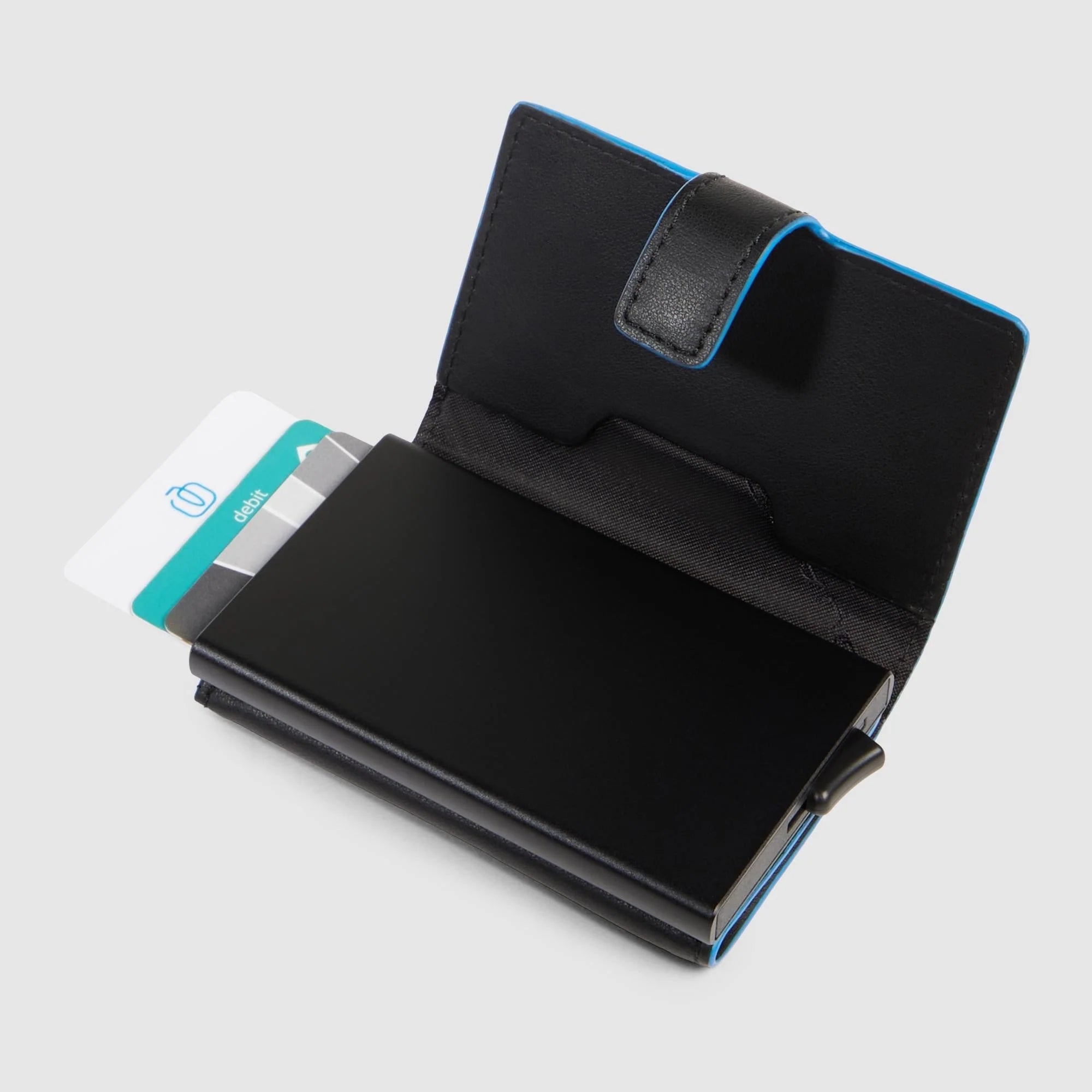 Portacarte Piquadro uomo automatico in pelle con protezione RFID Nero TU | Giò Fashion