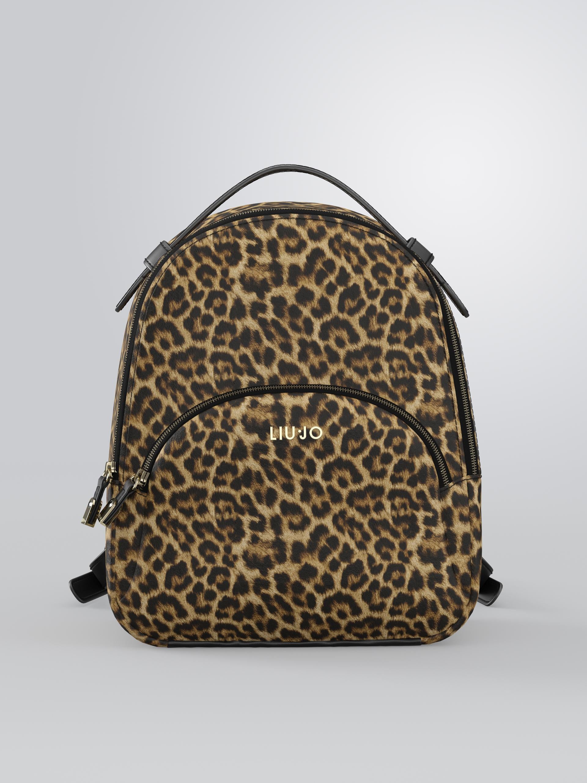 Zaino Liu Jo con stampa animalier e tasca frontale con zip