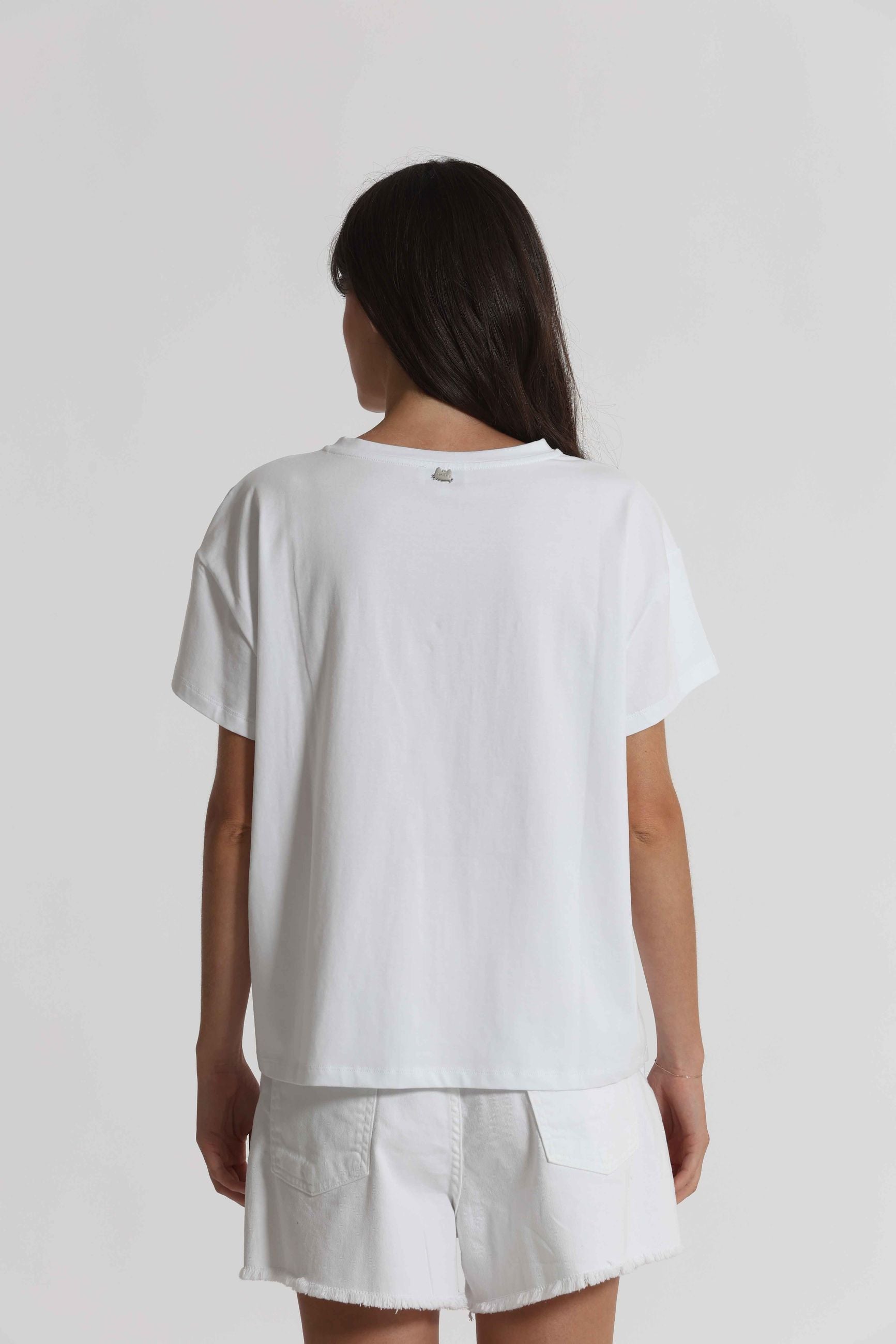 T-shirt donna Mimi Mua con stampa Stardust e vestibilità ampia contemporanea Bianco S | Giò Fashion