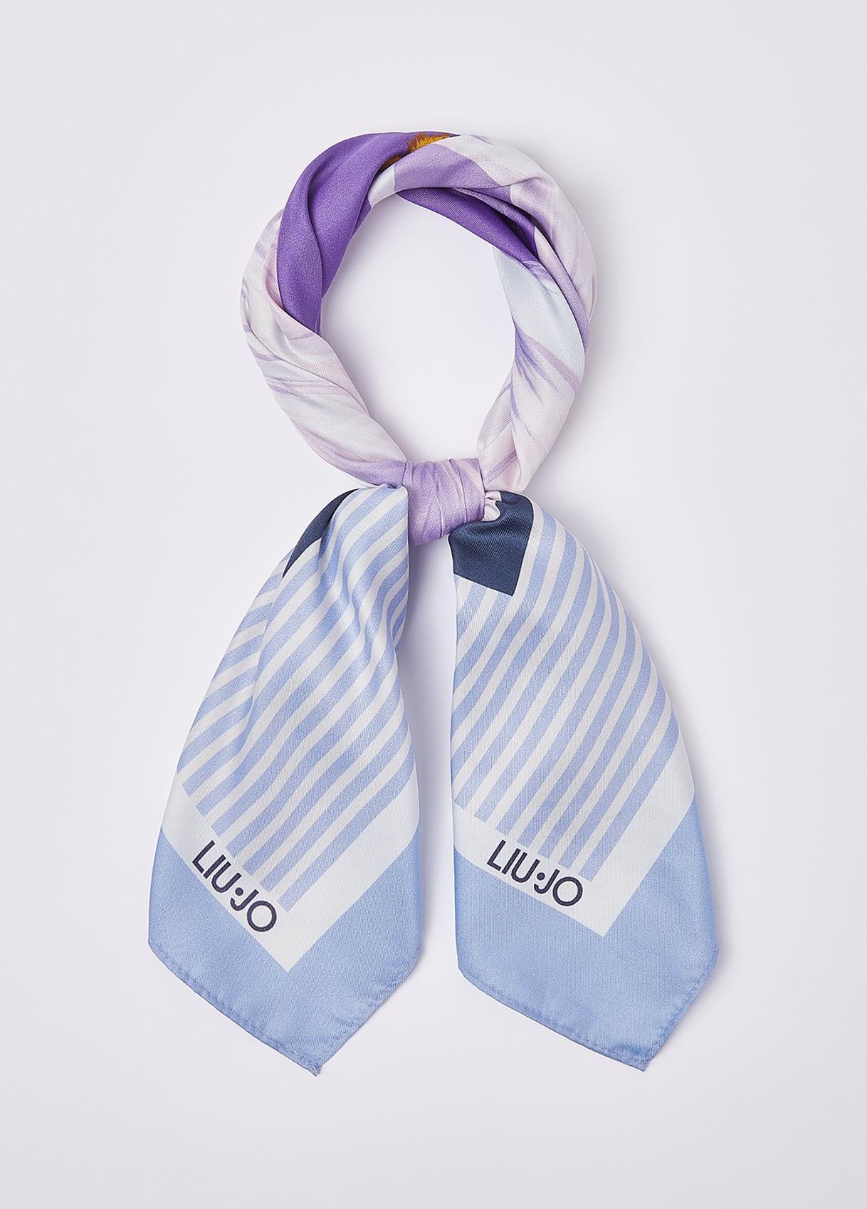 Foulard Liu Jo donna con stampa floreale e logo Viola TU | Giò Fashion