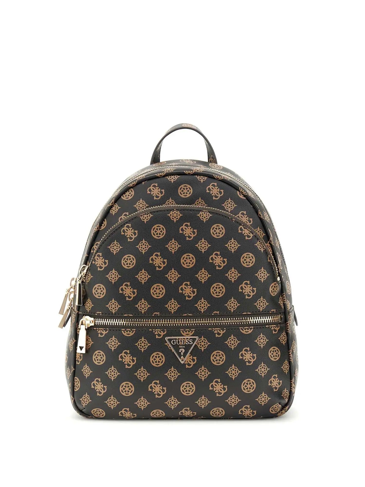 Zaino Guess con monogram e tasca frontale MARRONE LOGO (LOGO) TU | Giò Fashion
