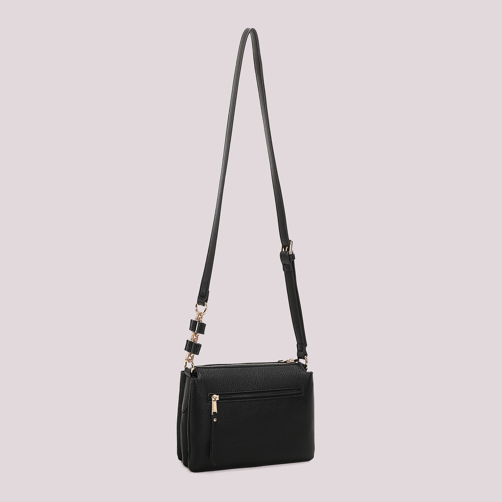 Borsa tracolla Mimi Mua minimal con zip e dettaglio catena Nero TU | Giò Fashion