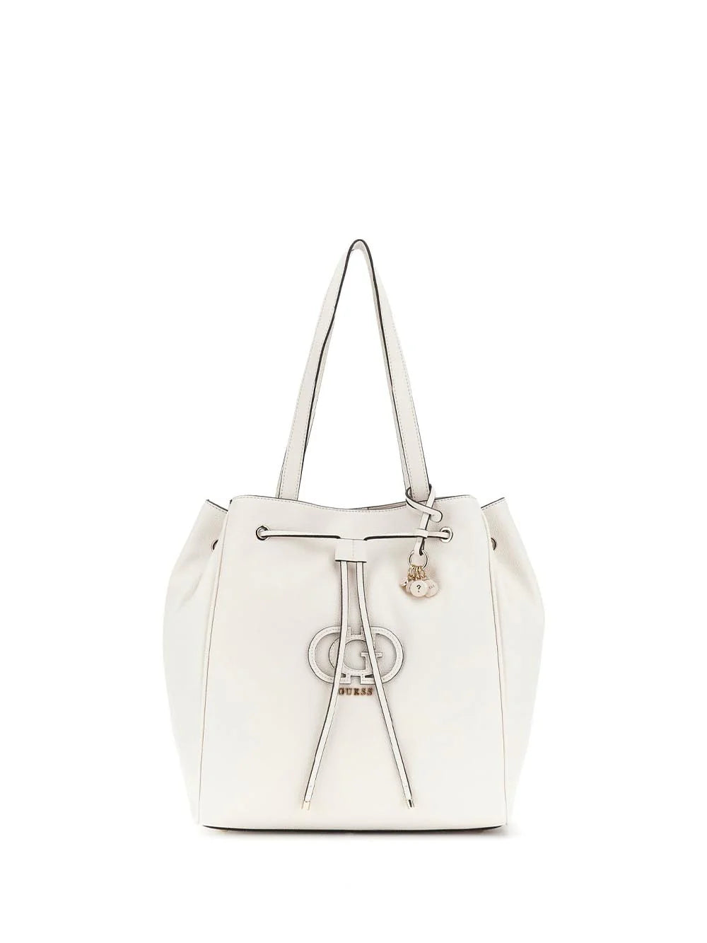 Borsa shopper Guess con chiusura a laccio e logo frontale Beige TU | Giò Fashion