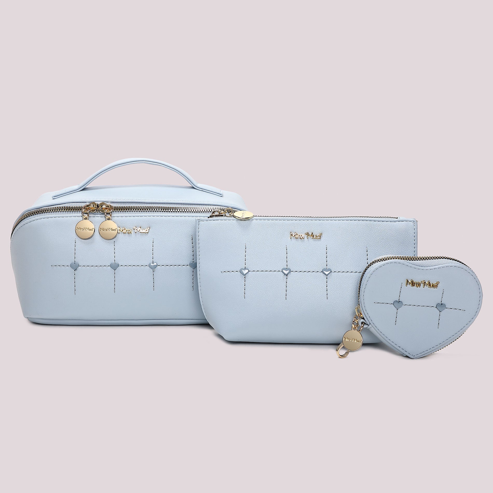 Set beauty donna Mimi Mua con pochette e portamonete coordinati design romantico CELESTE TU | Giò Fashion