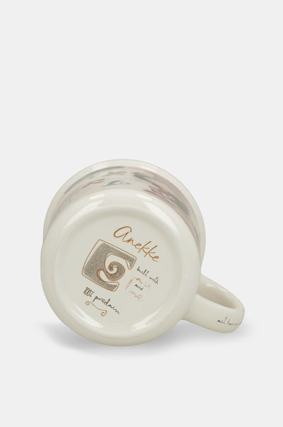 Tazza Anekke in ceramica con manico decorato design illustrato originale Bianco TU | Giò Fashion