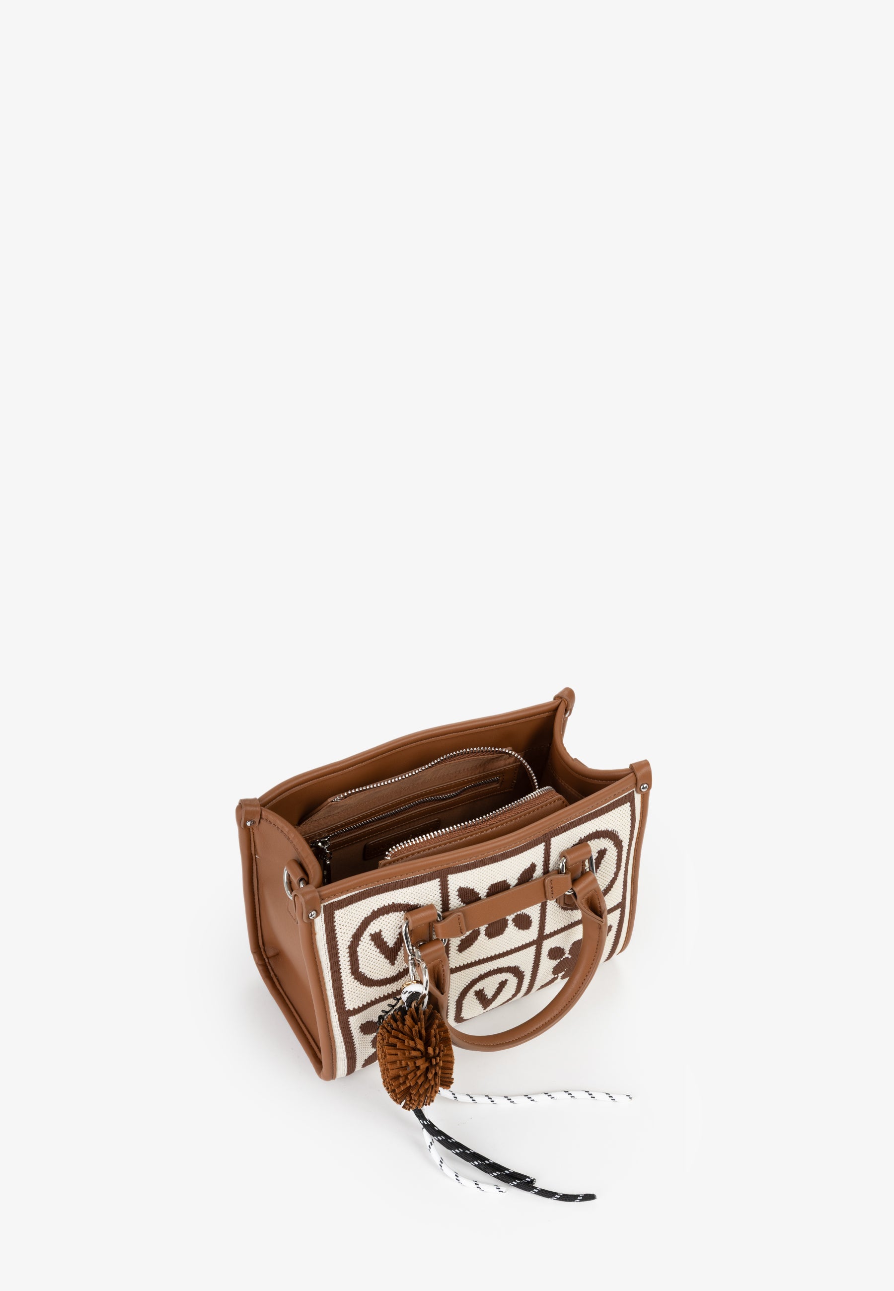 Borsa a mano donna Mario Valentino con fantasia grafica e dettagli effetto pelle CUOIO/MULTICOLOR TU | Giò Fashion