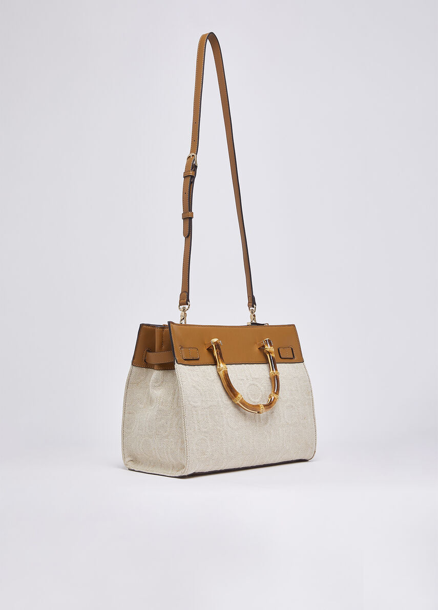 Borsa a Mano Liu Jo in Tessuto con Manici Effetto Bamboo