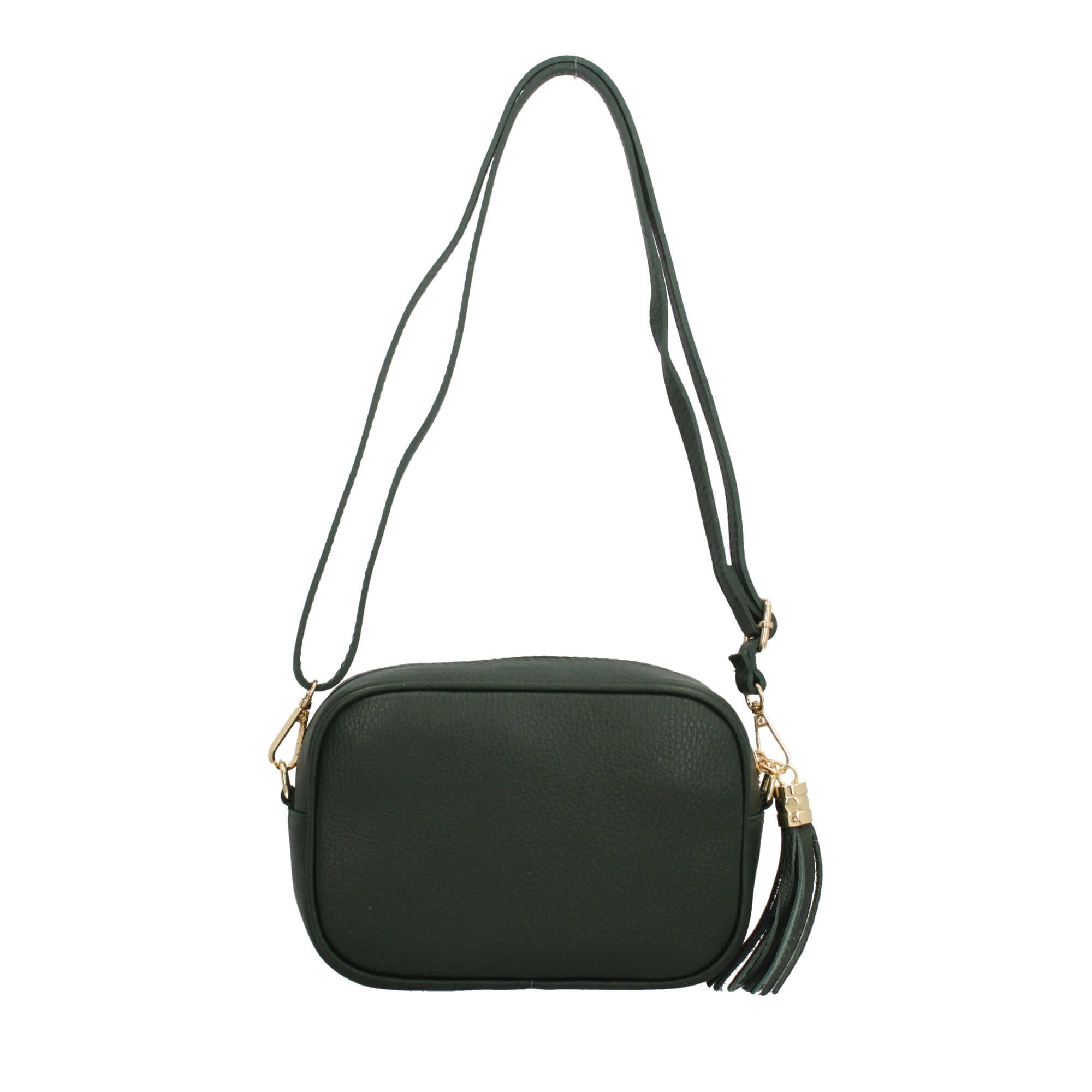 BORSA A TRACOLLA IN VERA PELLE VERDE SCUR TU | Giò Fashion