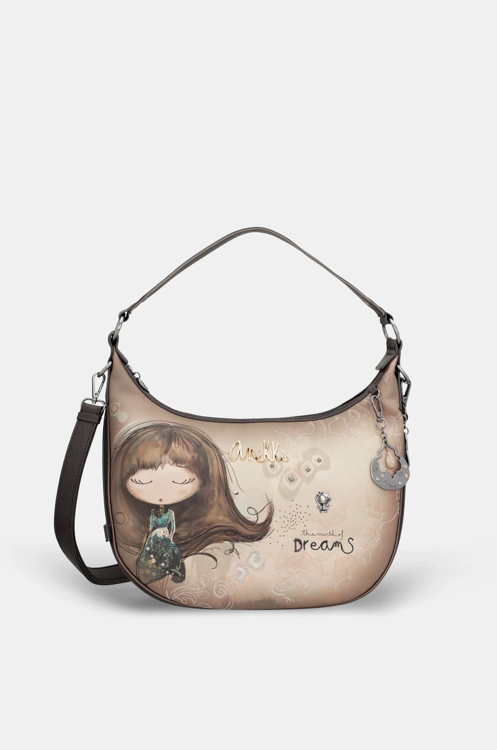 Borsa hobo Anekke con tracolla The World of Dreams Beige Taglia Unica | Giò Fashion