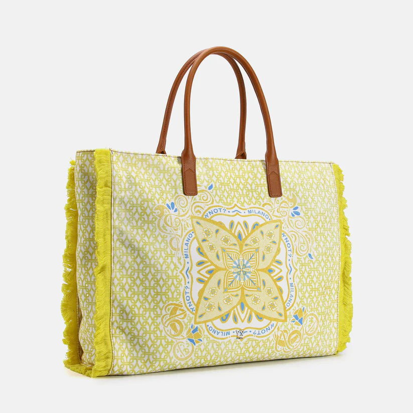 YNot Shopper Milano con stampa mandala e frange laterali