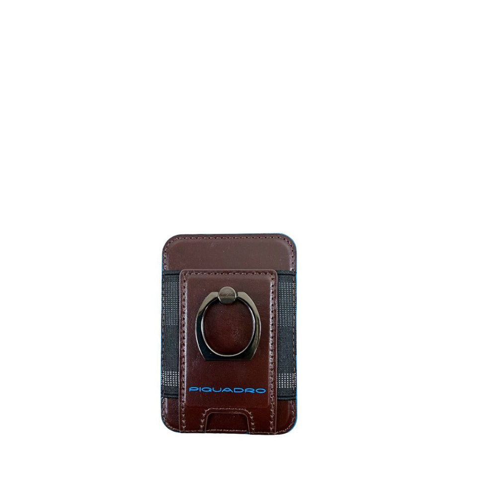Piquadro Portacarte di Credito MagSafe in Pelle Blue Square Nero
