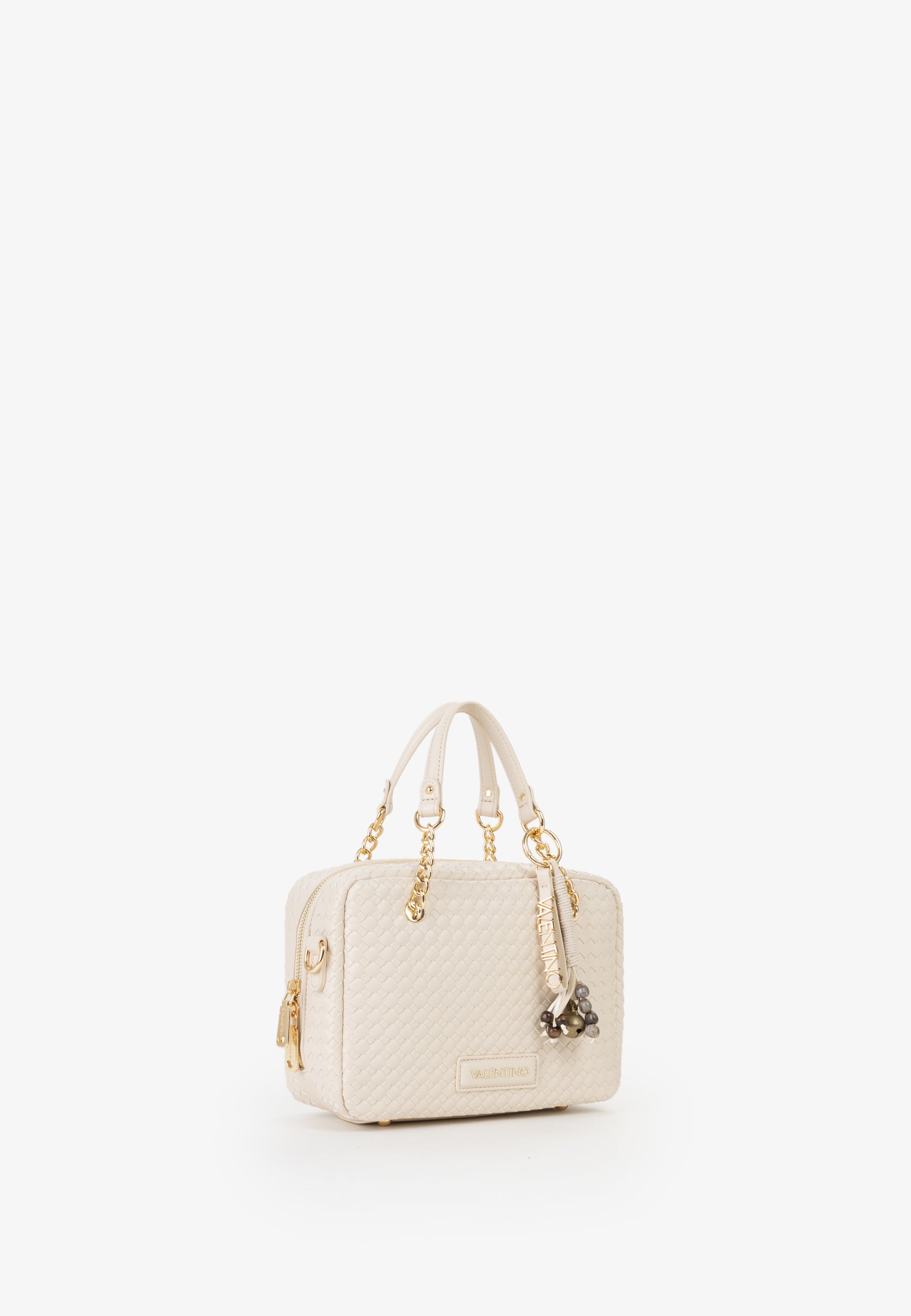Borsa bauletto donna Mario Valentino intrecciata con tracolla regolabile e dettagli gioiello ECRU TU | Giò Fashion