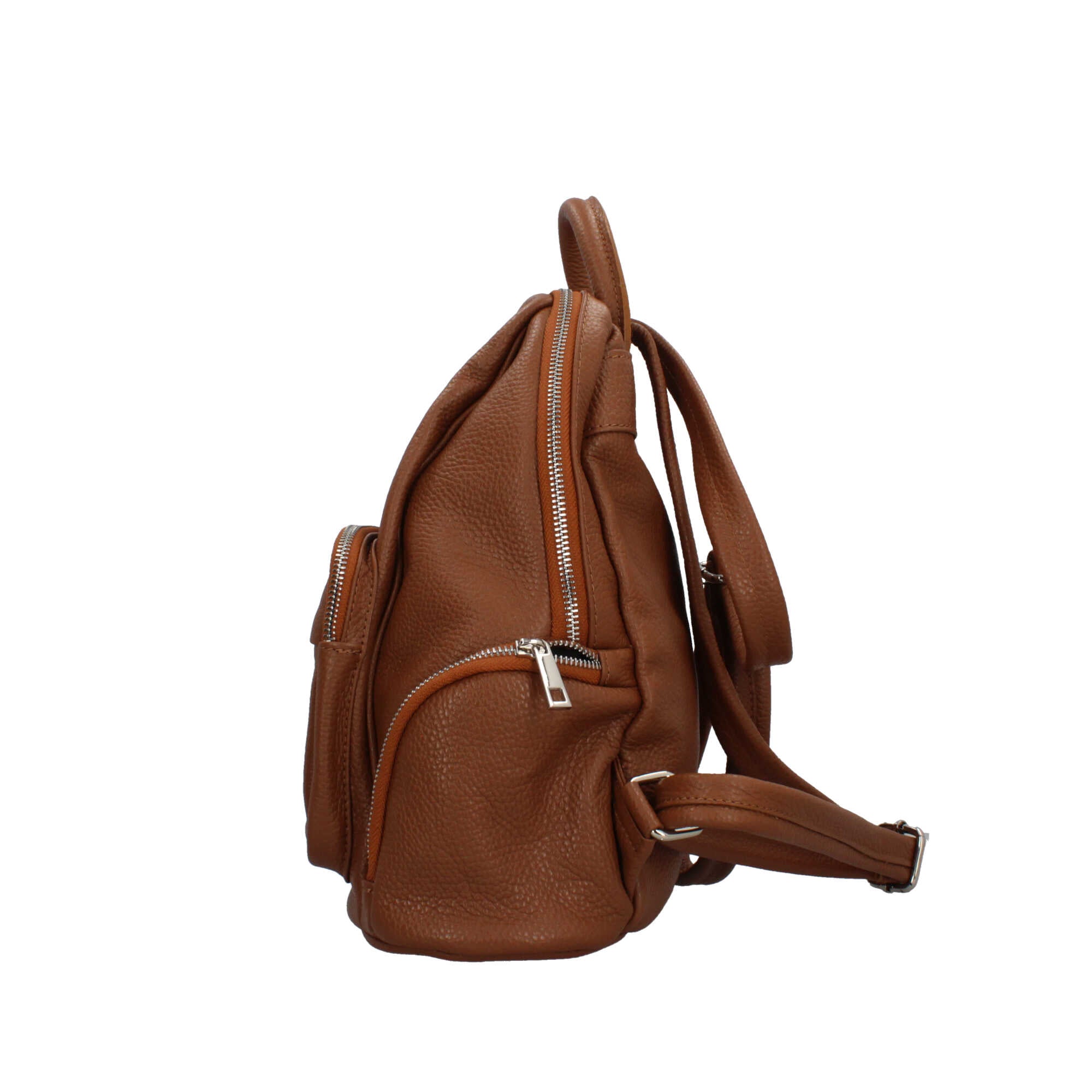 Zaino Made in Italy con tasca frontale e zip laterali CUOIO TU | Giò Fashion