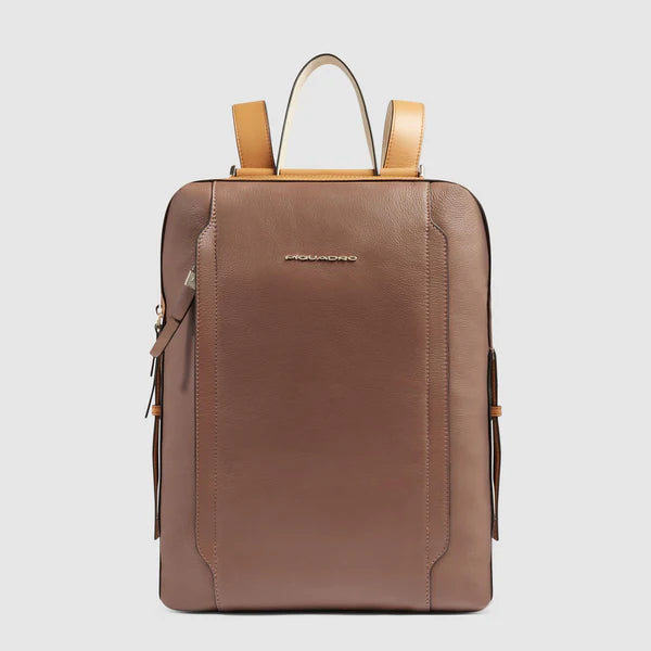 Piquadro zaino porta PC 14" in pelle con protezione antiurto Marrone TU | Giò Fashion