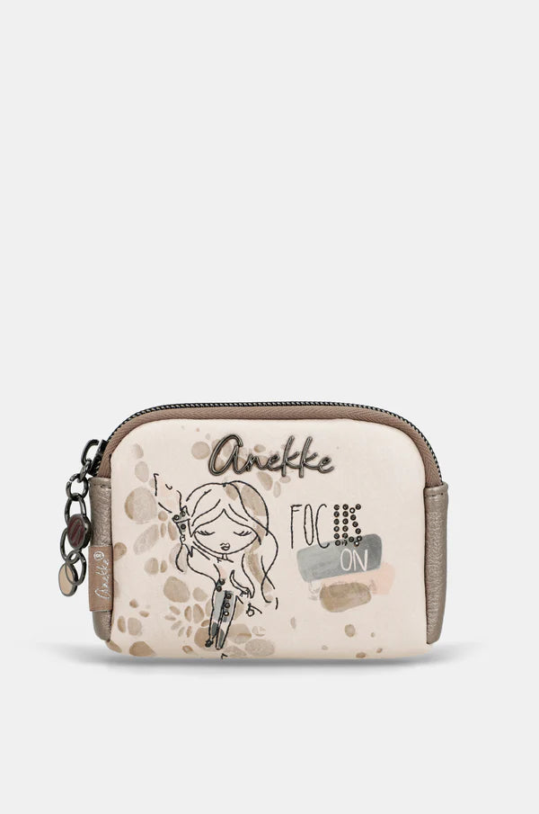 Portamonete donna Anekke compatto con zip e tasca organizer Beige TU | Giò Fashion