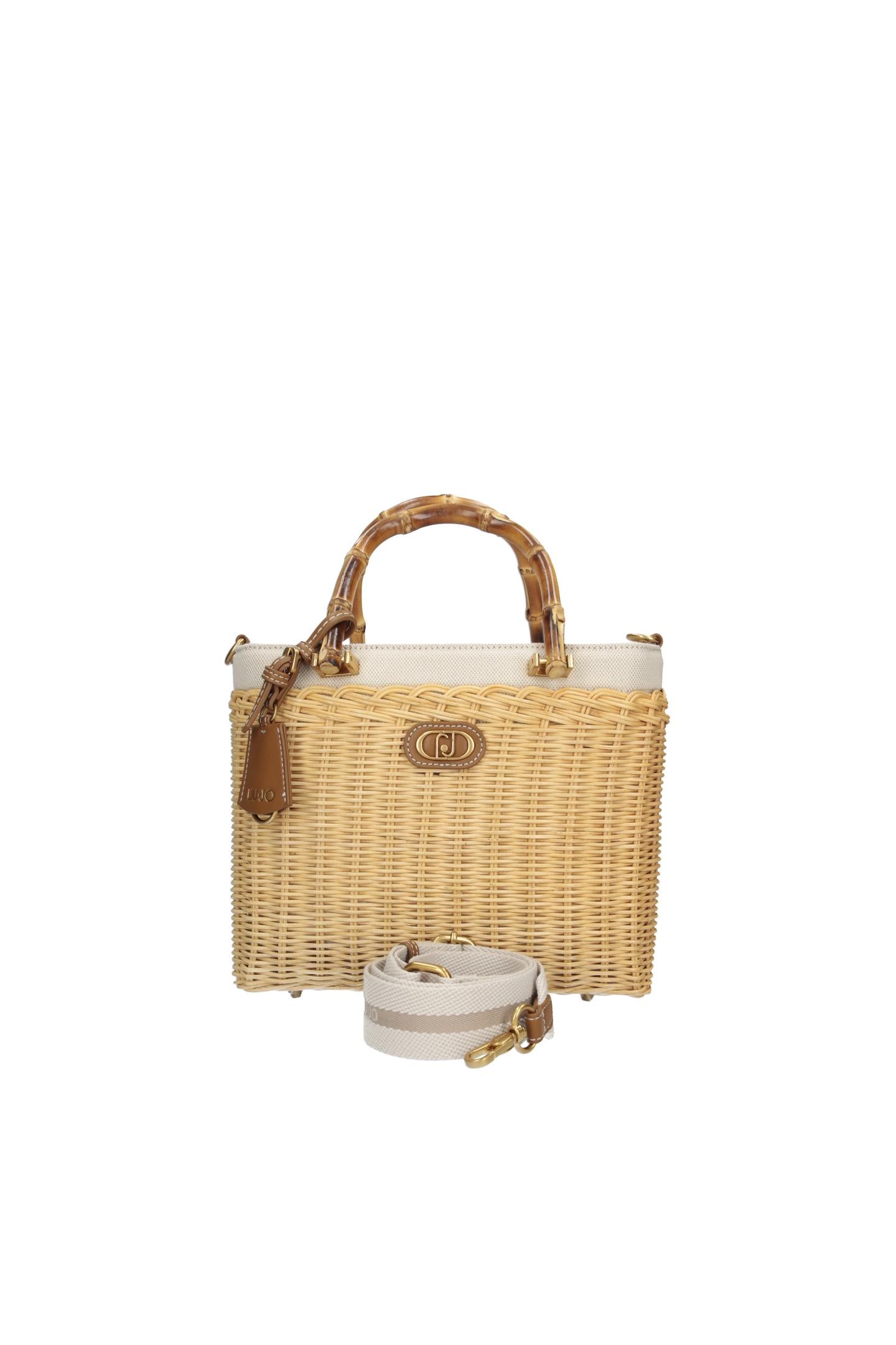 Borsa a mano Liu Jo effetto paglia con manici bamboo e tracolla Naturale TU | Giò Fashion
