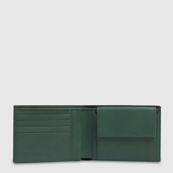 Portafoglio Piquadro in pelle con porta monete e 4 fessure carte VERDE TU | Giò Fashion