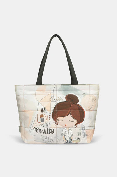 Borsa Shopping Anekke Donna Trapuntata Capiente con Manici Lunghi Beige TU | Giò Fashion