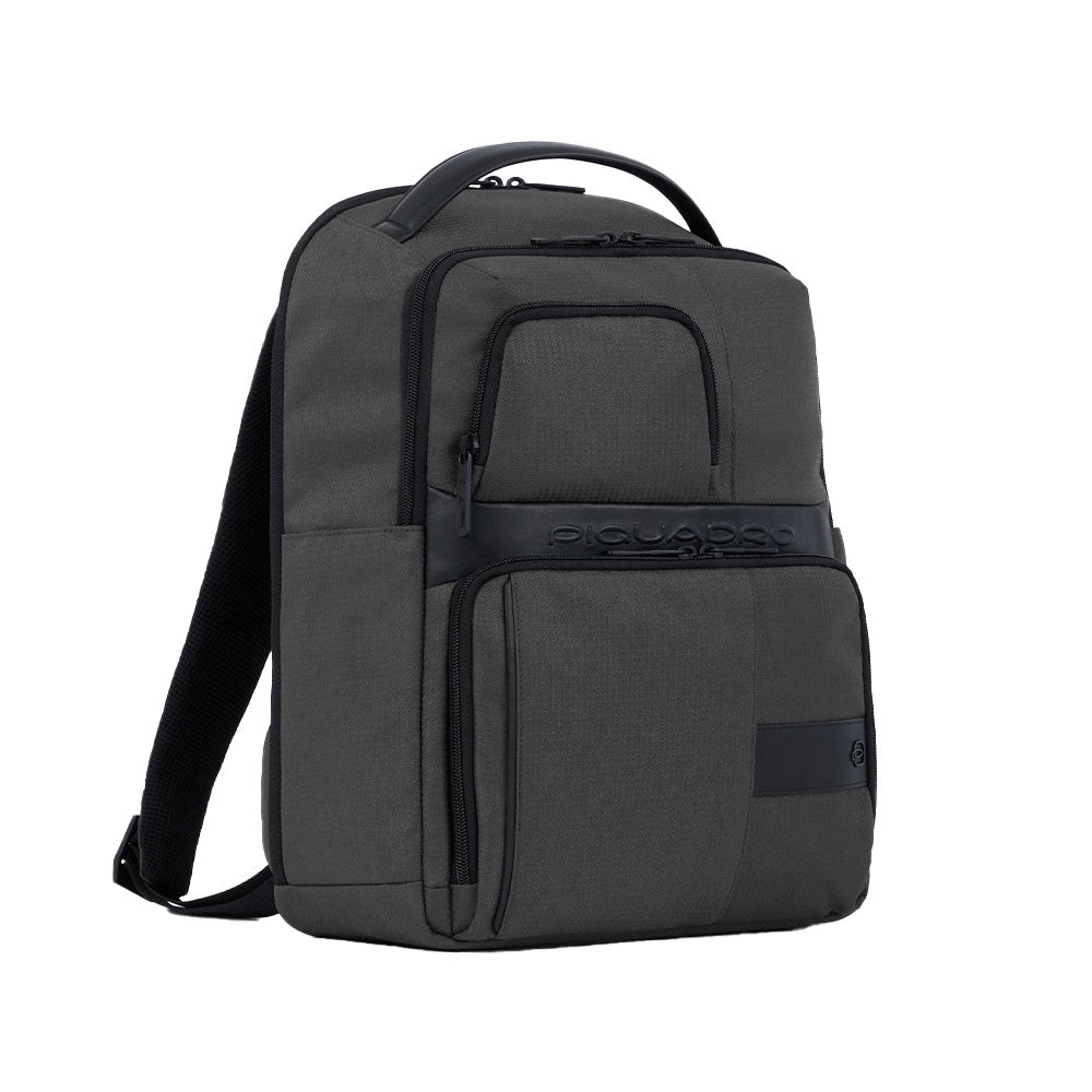 Zaino Piquadro Porta PC 14 in Tessuto con Tasca AirPods e Sistema Power Bank Grigio TU | Giò Fashion