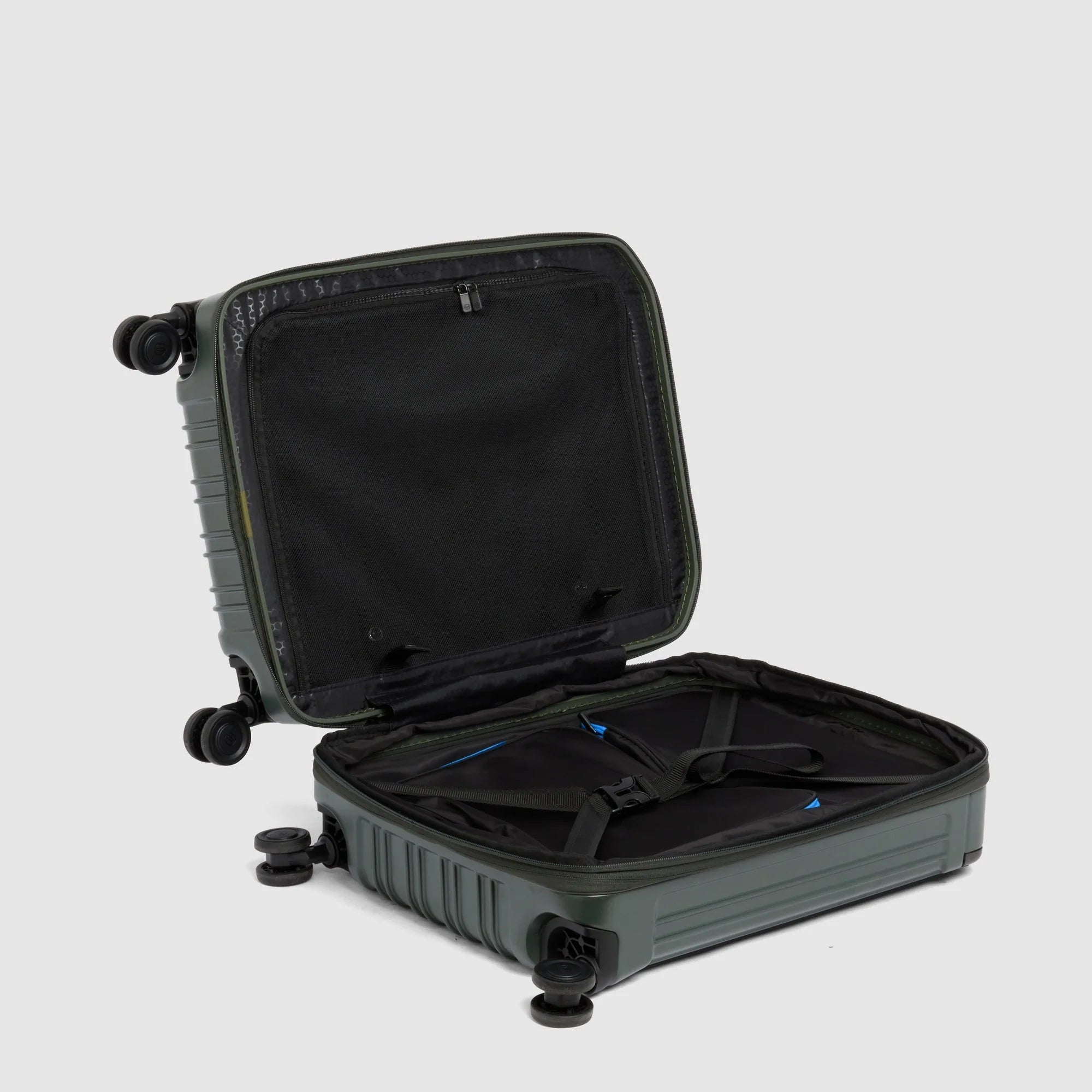 Piquadro Trolley Rigido da Cabina PQ-Light Blu Opaco Espandibile con 4 Ruote e Porta PC 17,3"
