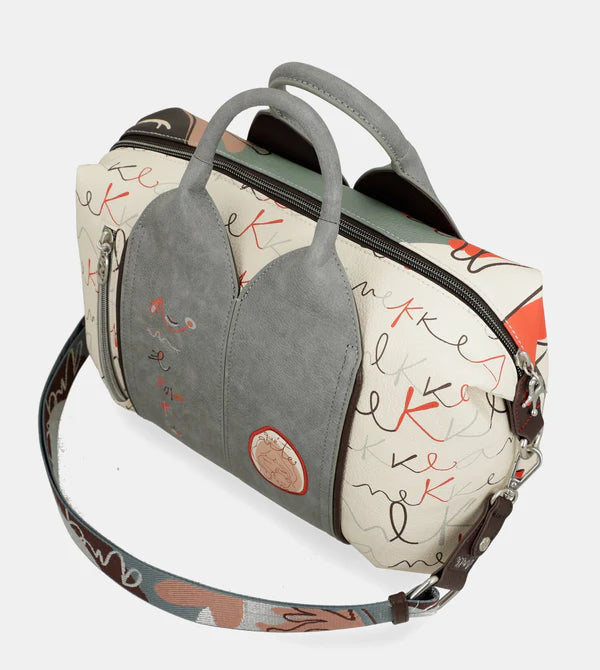 Borsa Anekke a mano con grafica astratta e dettagli originali Grigio TU | Giò Fashion