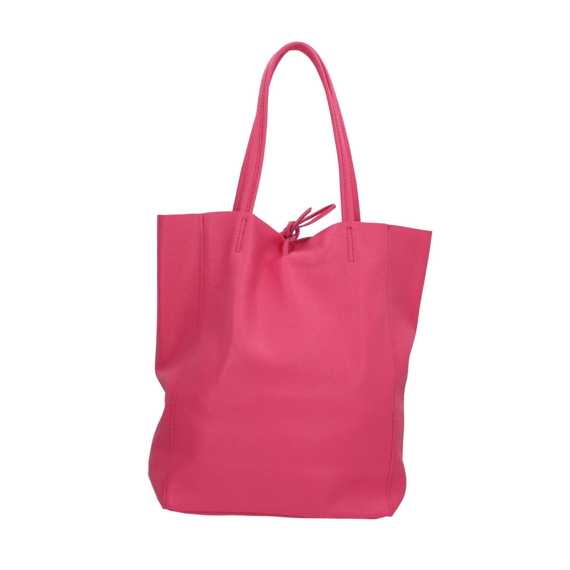 Borsa shopper Made in Italy in pelle con chiusura a laccio FUXIA TU | Giò Fashion