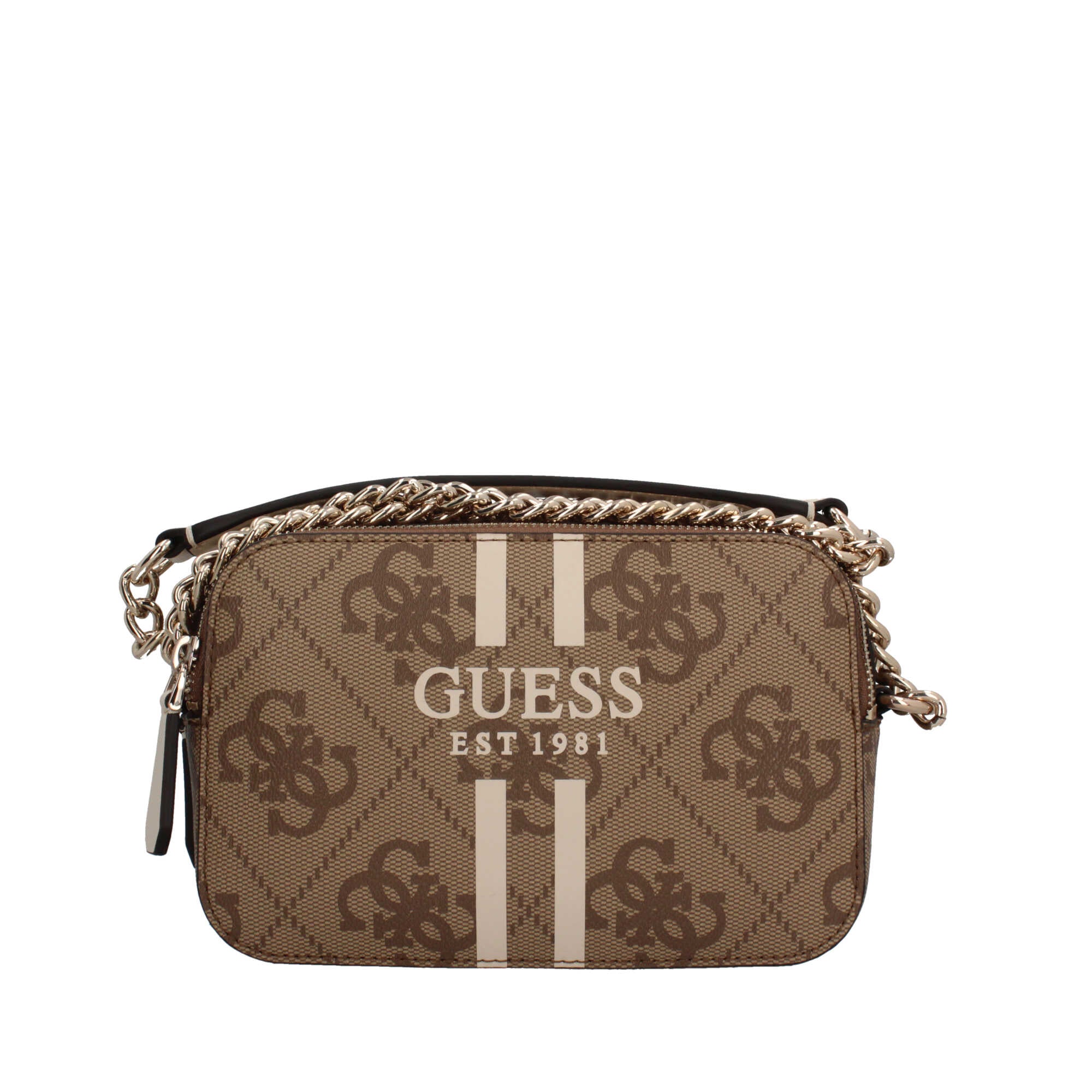 Borsa a tracolla con chiusura zip Guess BEIGE LOGO TU | Giò Fashion