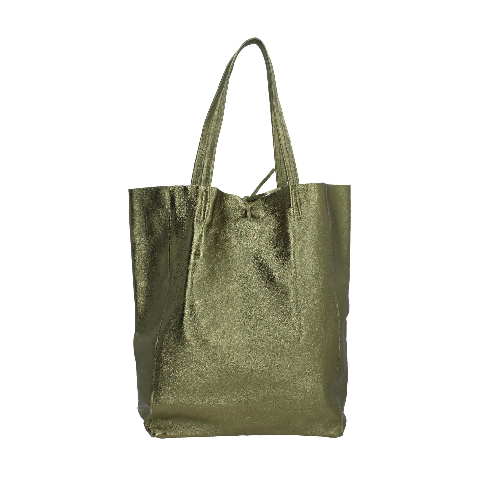 Borsa shopper Made in Italy in pelle con chiusura a laccio VERDE BR TU | Giò Fashion
