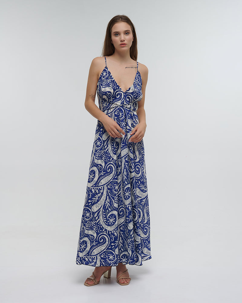 Ble Resort Collection Abito Lungo con Stampa e Schiena Scoperta