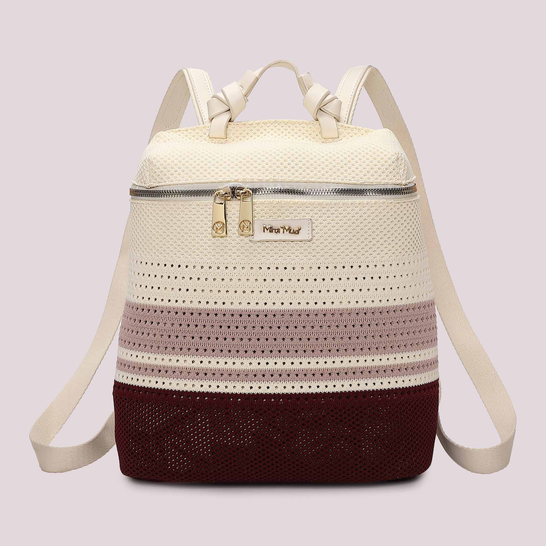 Zaino donna Mimi Mua in tessuto lavorato con design estivo e chiusura zip