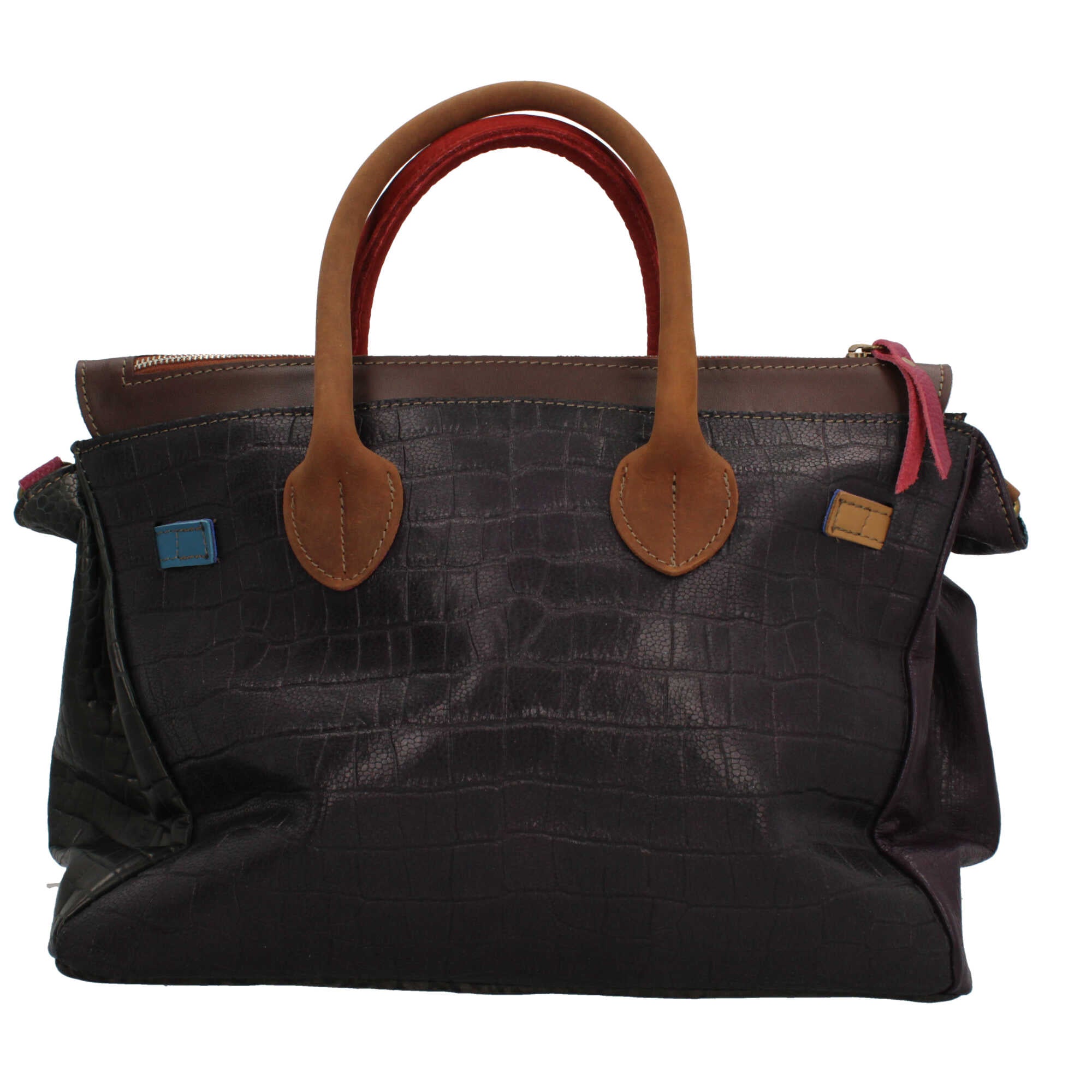 Borsa a mano Made in Italy con patta effetto metallizzato e stampa artistica AZZURRO TU | Giò Fashion