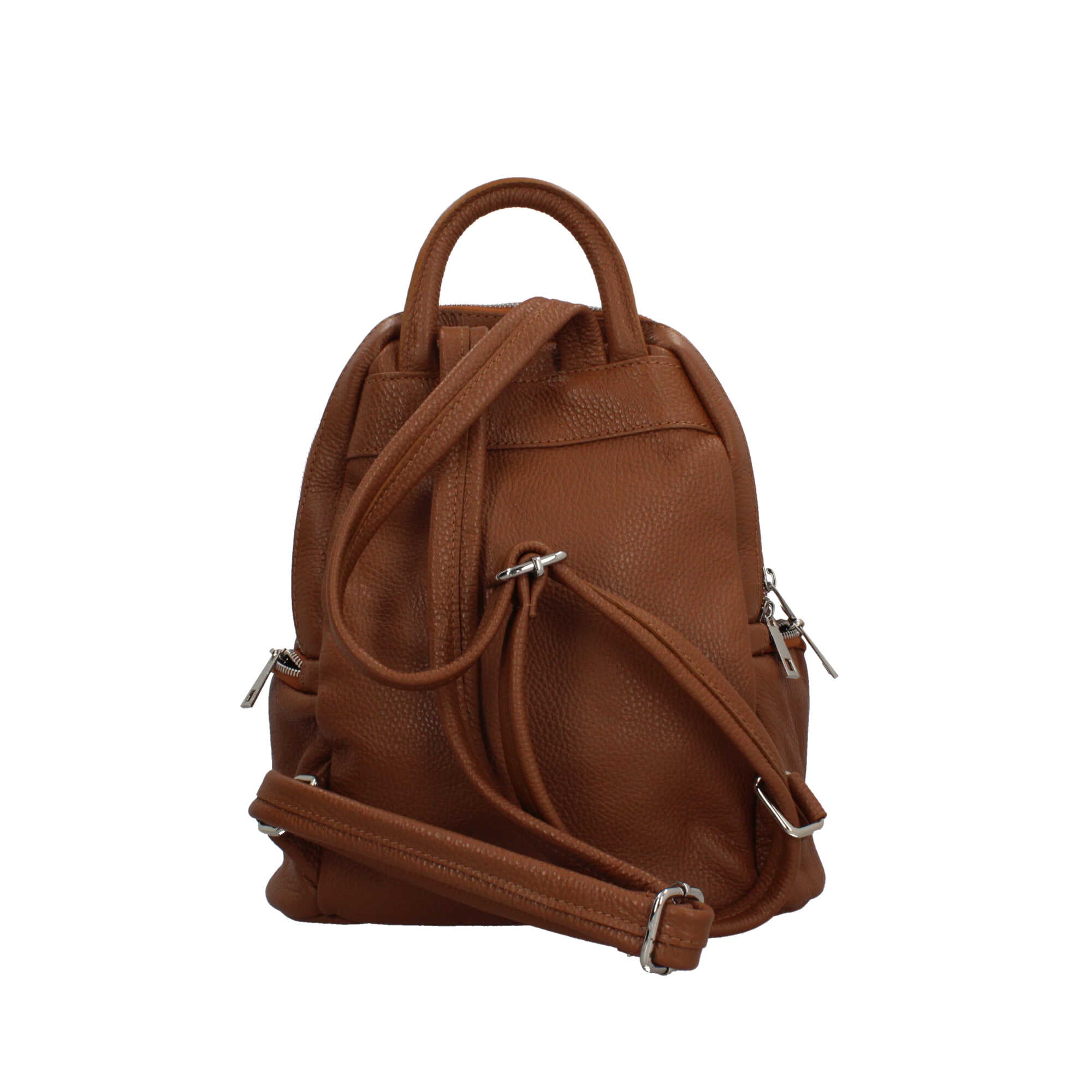 Zaino Made in Italy con tasca frontale e zip laterali CUOIO TU | Giò Fashion