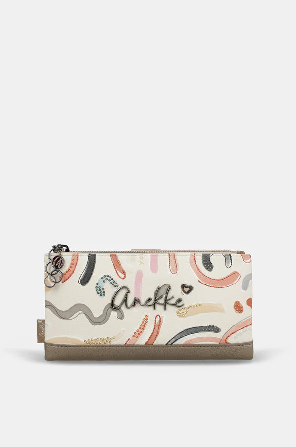 Portafoglio donna Anekke grande con zip organizer carte e monete Beige TU | Giò Fashion